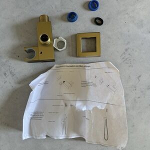 Brushed Gold Handheld Shower Wall Supply Elbow w/ Holder Square Hose Outlet